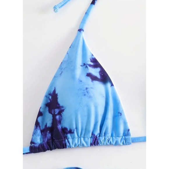 NEW Blue Tie Dye Thong Micro Cheeky String Bikini Size MEDIUM - Picture 2 of 7